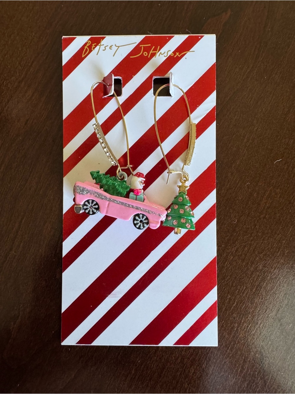 Betsey Johnson Christmas Santa car and tree earrings